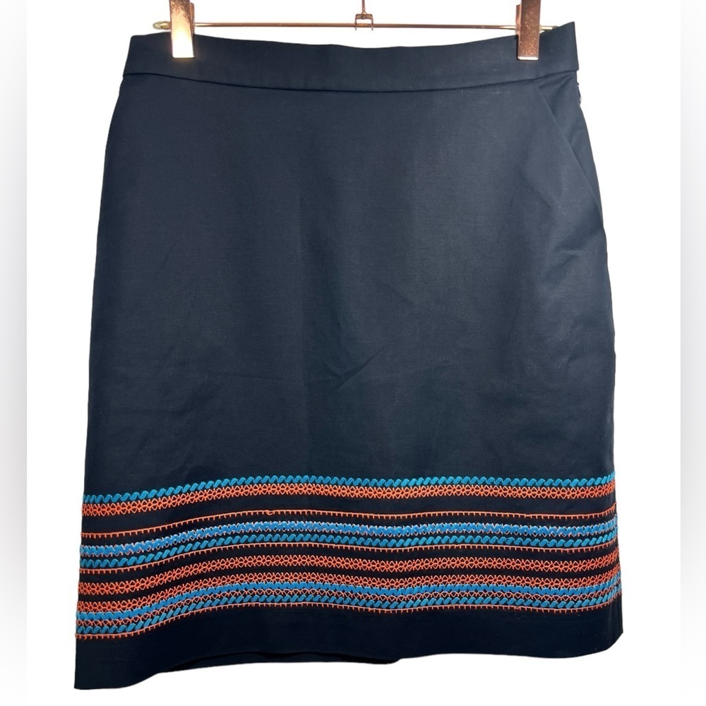 Brooks Brothers Embroidered Pencil Skirt Size‎ 6 Preppy Mature Old Money Classic